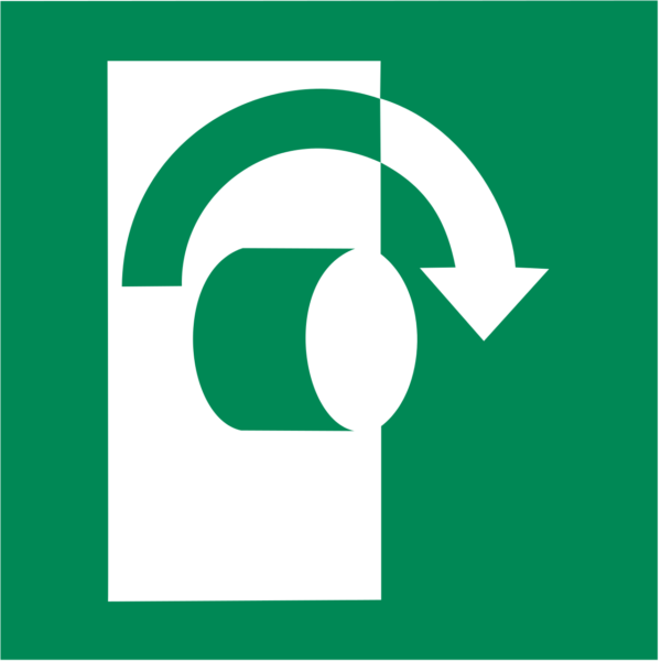 Turn Clockwise to Open Sign (ISO 7010)