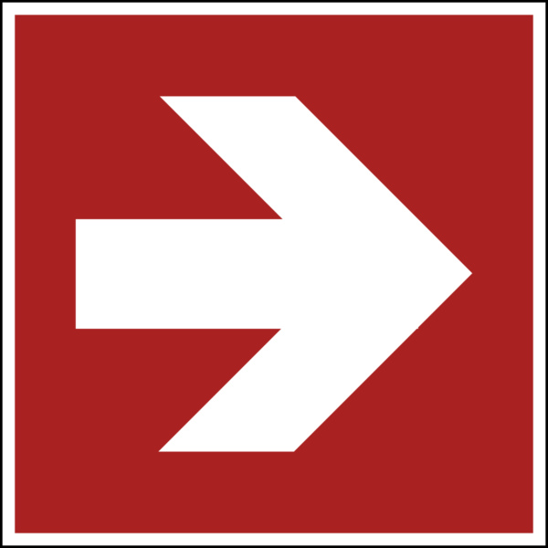 Red Direction Arrow Sign (90° Angle, ISO 7010)