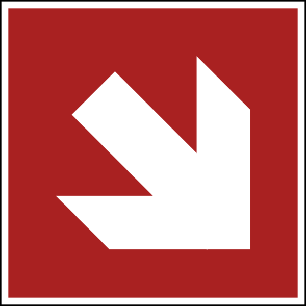 Red Direction Arrow Sign (45° Angle, ISO 7010)